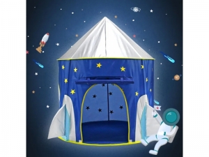 Set cort de joaca pentru copii 3 in 1 in forma de racheta AliBibi albastru
