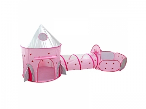 Set cort de joaca pentru copii 3 in 1 in forma de racheta AliBibi roz