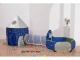 Set cort de joaca pentru copii 3 in 1 in forma de castel Alibibi albastru