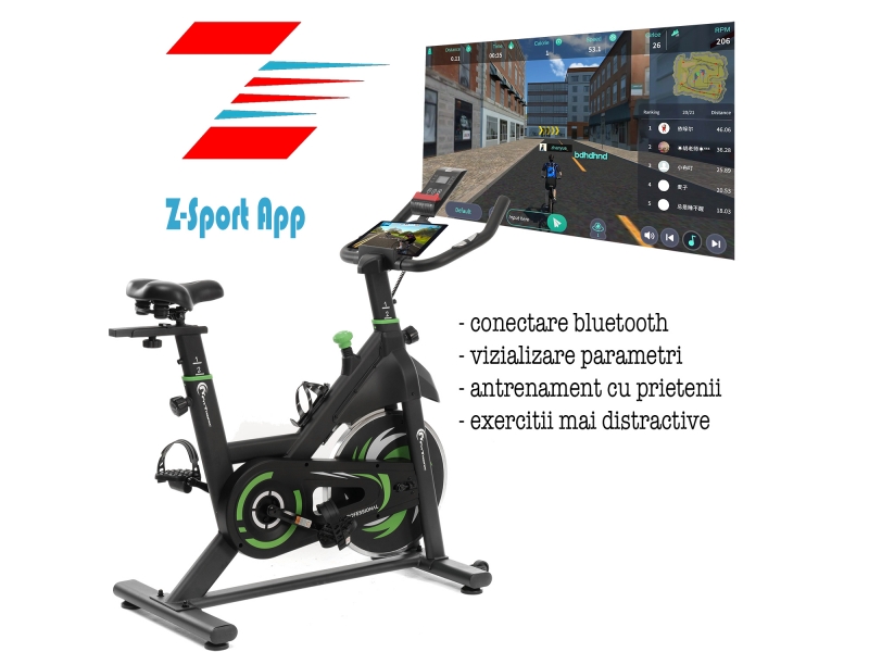 Bicicleta indoor cycling FitTronic SB2000, Kinomap, Zwift, z-sport