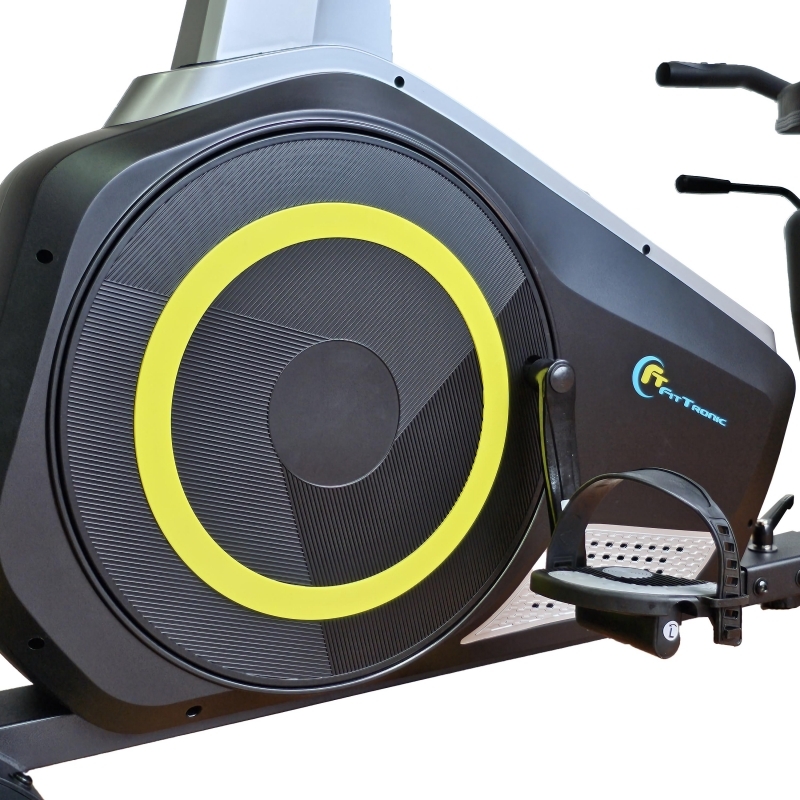Bicicleta magnetica orizontala FitTronic 609R, Apps Zwift, Kinomap, Fitshow, 12 kg volanta, 130 kg greutate suportata