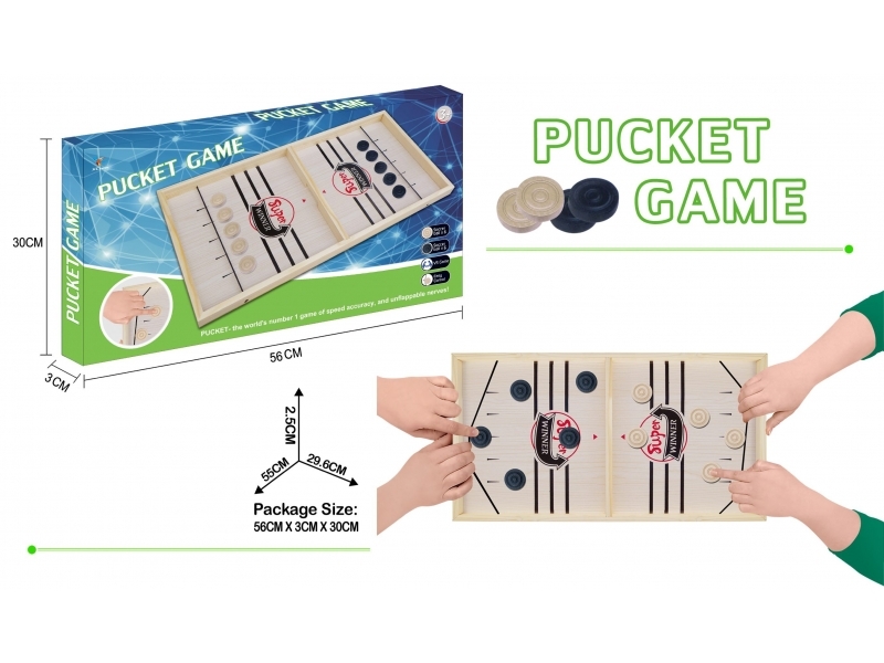 Joc interactiv pentru copii AliBibi Pucket Game Large size, Hokey Slide, Foosball din lemn