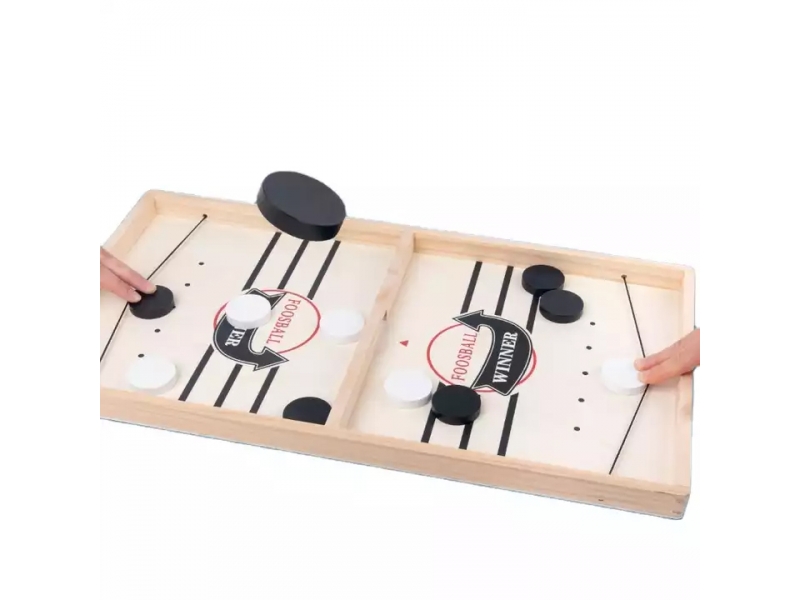 Joc interactiv pentru copii AliBibi Pucket Game Large size, Hokey Slide, Foosball din lemn